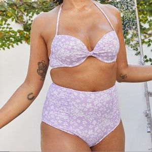 NWOT Aerie Floral High Waist Bikini Bottoms M